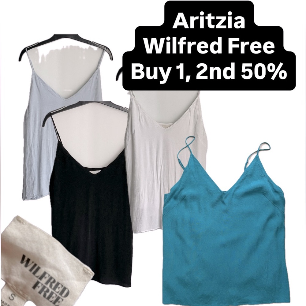 ARITZIA WILFRED FREE Camisole Top - Teal, White, AND Light Blue